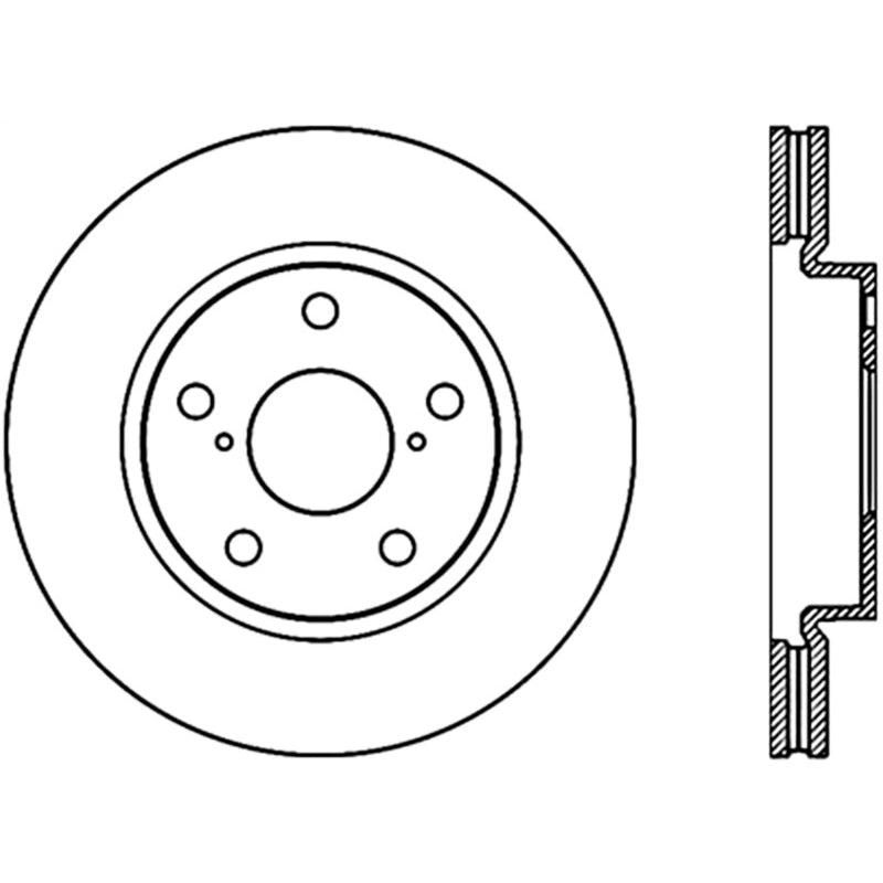 StopTech Sport Cryo Brake Rotor - Front - Left Side - Drilled/Slotted - Iron - Natural - Toyota Compact SUV 2006-17