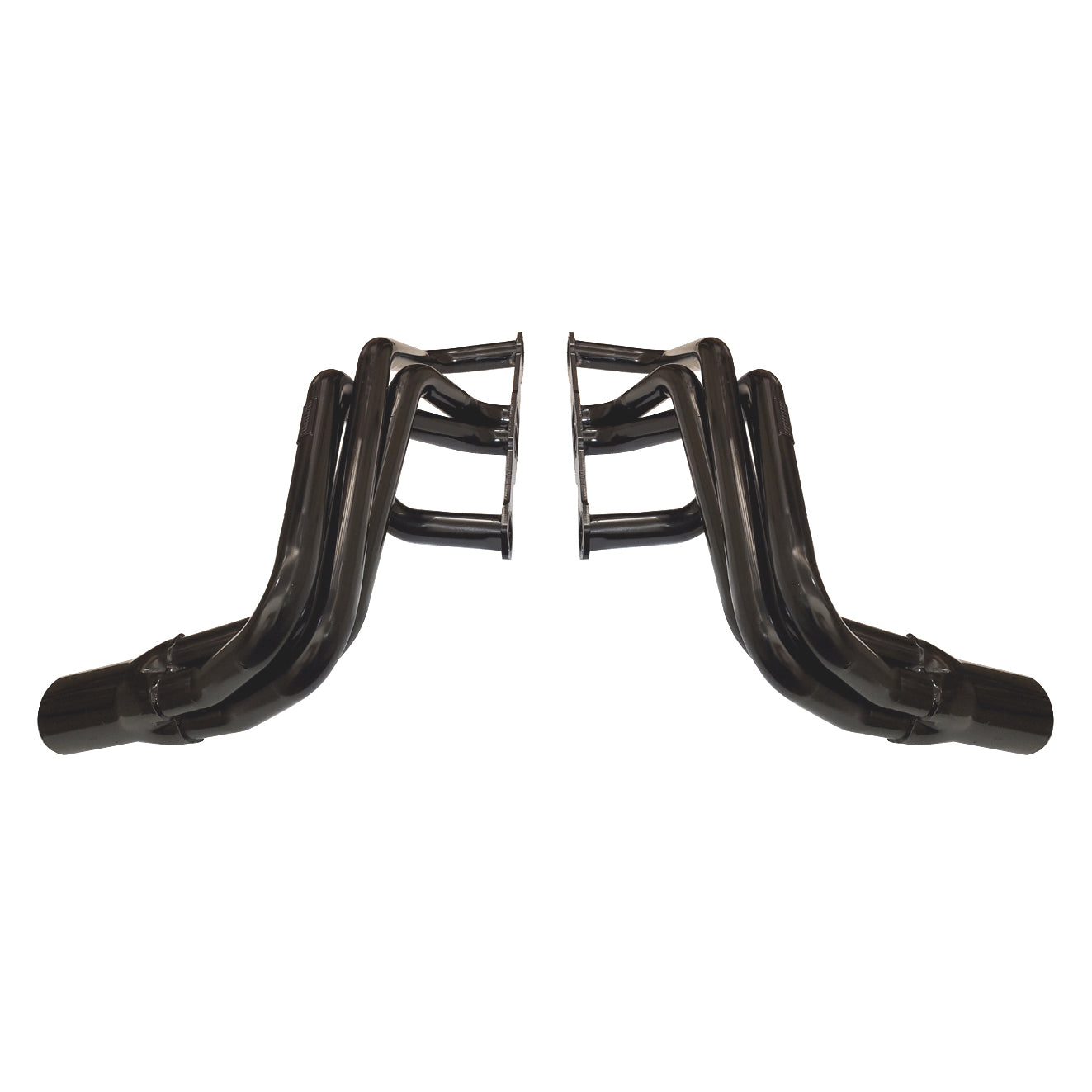 Schoenfeld Header - 3-1/2" Collector - Steel - Black Paint - Small Block Chevy