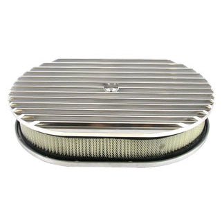Racing Power Polished Aluminum 12X2 All Finned Air Cleaner Kit Paper