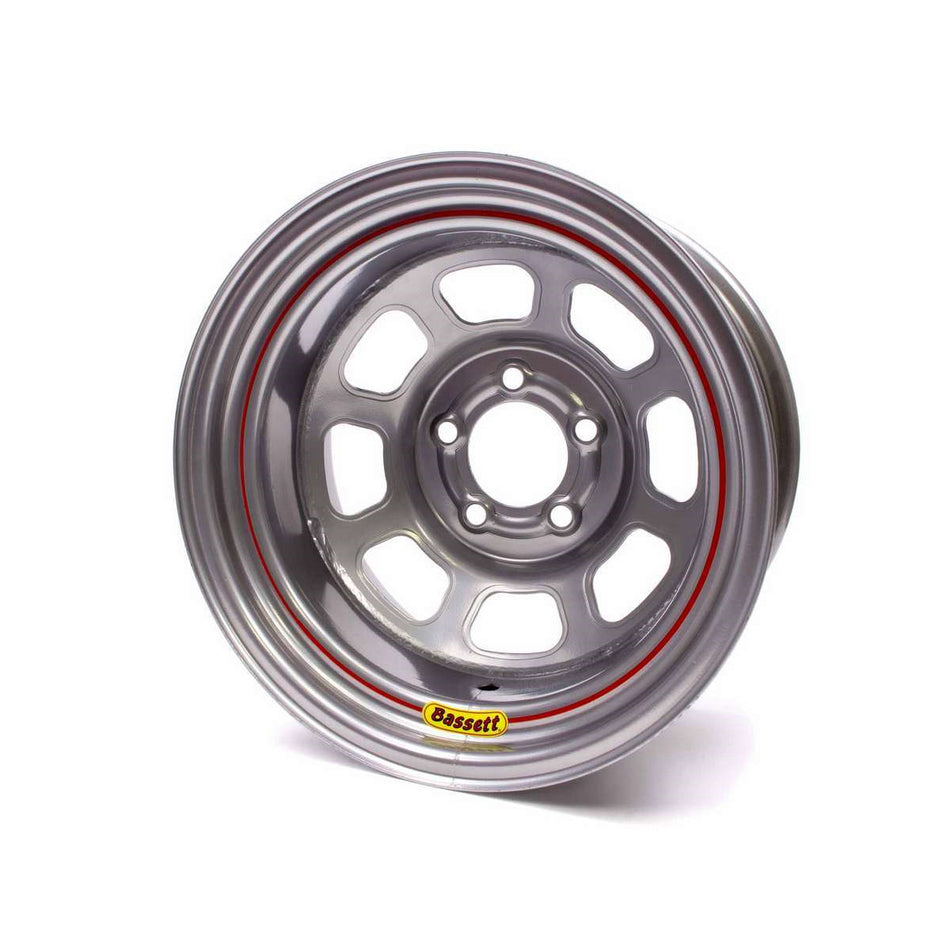 Bassett Spun Wheel - 15" x 8" - 5 x 5" - Silver - 5" Back Spacing - 17 lbs.
