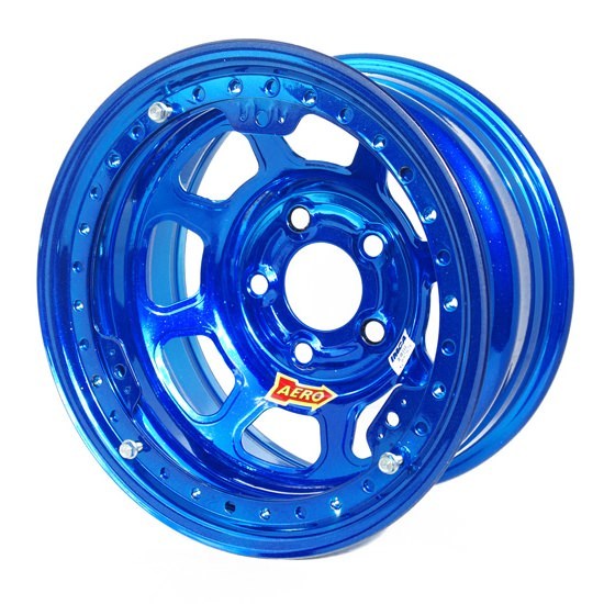 Aero 53 Series IMCA Rolled Beadlock Wheel - BlueChrome - 15" x 8" - 5 x 5" - 3" BS - 23 lbs.