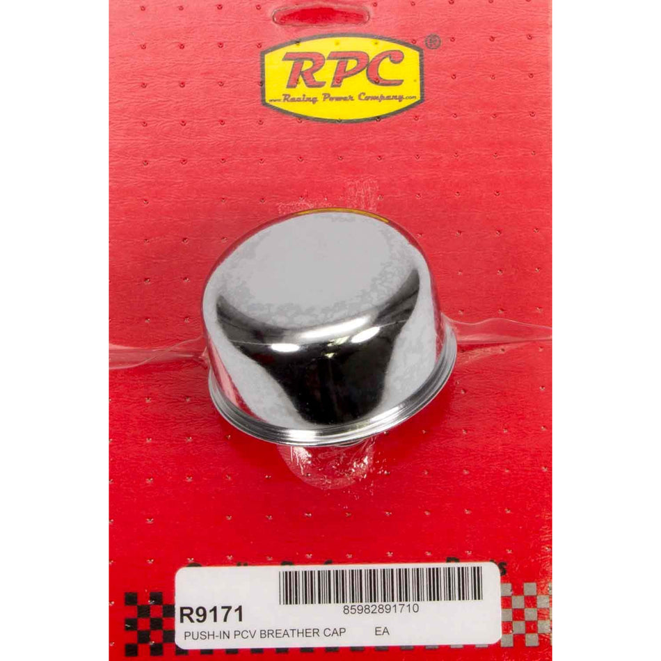 Racing Power Co-Packaged Chrome Push In Breather 2-3/4in Dia 3/4in Neck