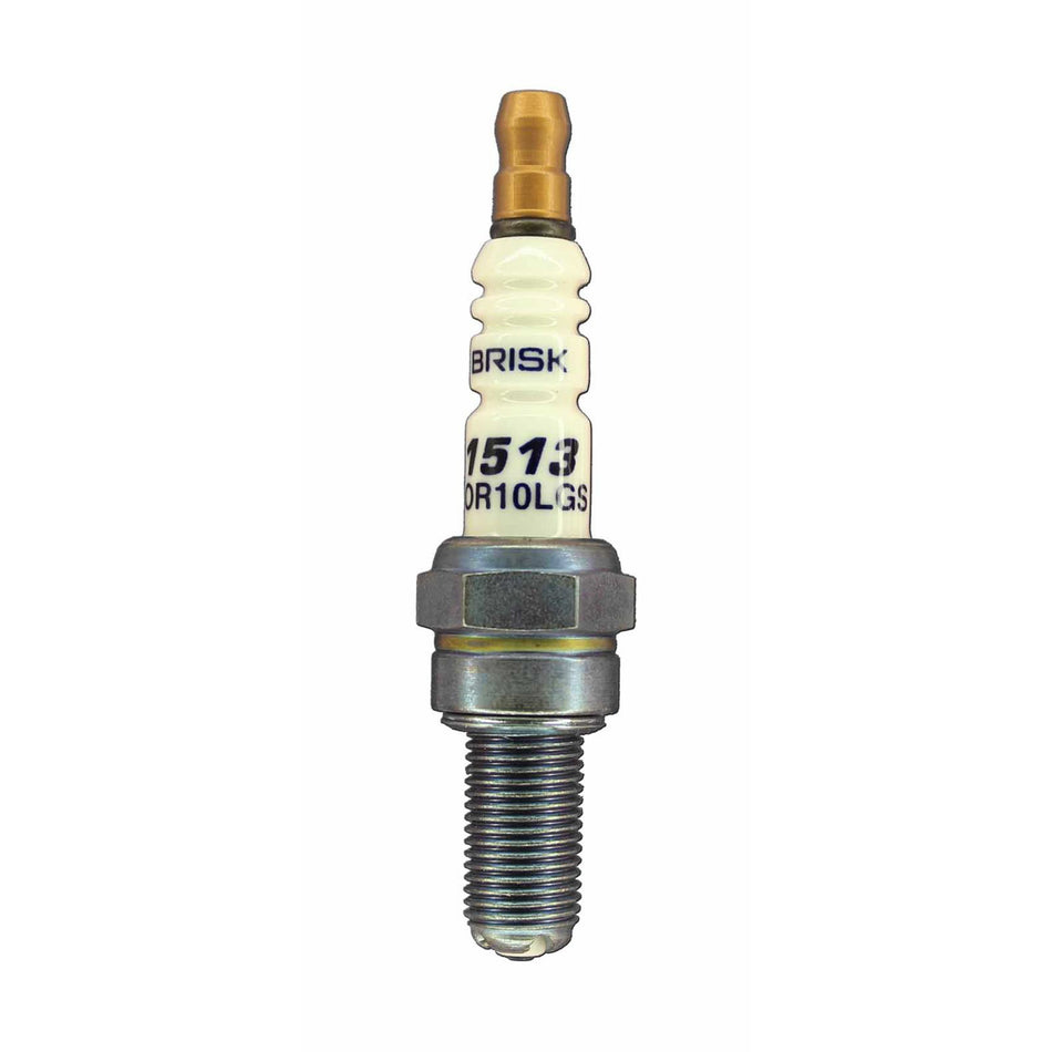 Brisk Premium Racing Spark Plug - 10 mm Thread - 19 mm R - Heat Range 10 - Gasket Seat - Resistor AOR10LGS