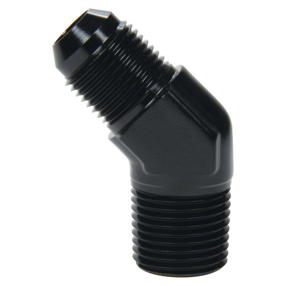 Allstar Performance 45° Adapter - 10 AN Male to 1/2" NPT Male - Aluminum - Black Anodize