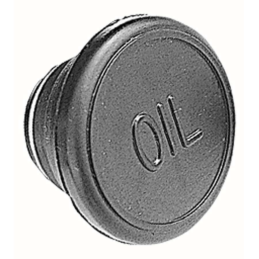 Trans-Dapt Push-In Round Oil Fill Cap - 1-1/4 in Valve Cover Hole - Oil Logo - Rubber - Black
