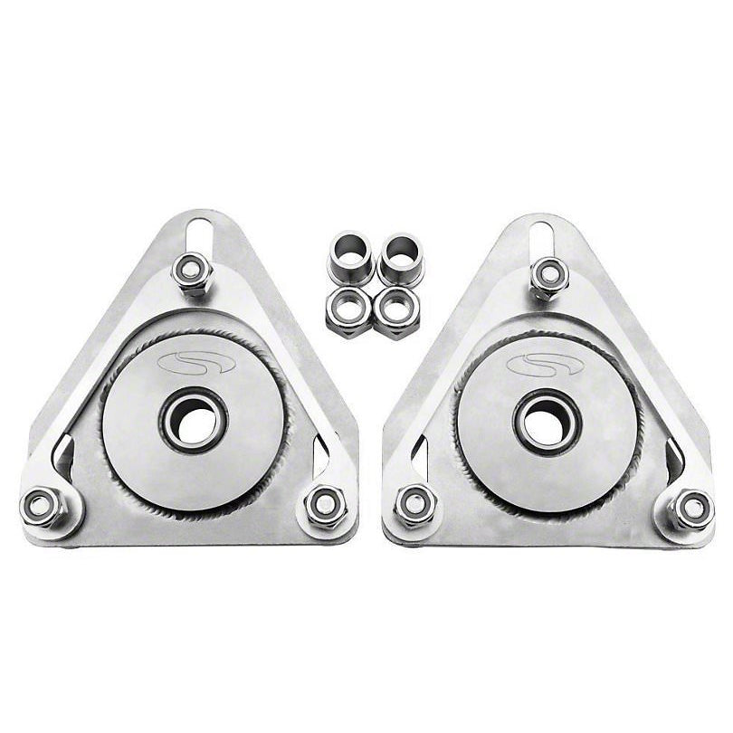 Steeda Strut Caster/Camber Plates Independent Caster/Camber Adjustment Stainless Natural - Ford Mustang 2015-16