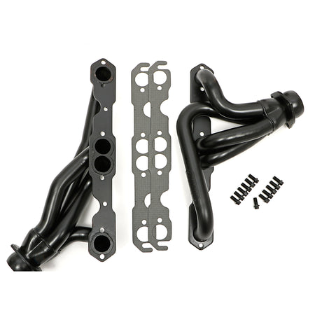 Hedman Hedders Street Headers - 1.5 in Primary - 2.5 in Collector - Black Paint - Small Block Chevy - Jeep CJ 1972-86 - Pair