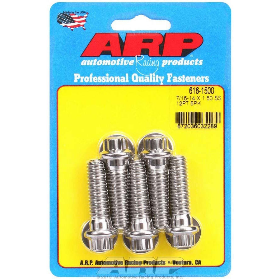 ARP 7/16-14" Thread Bolt 1-1/2" Long 7/16" 12 Point Head Stainless - Natural