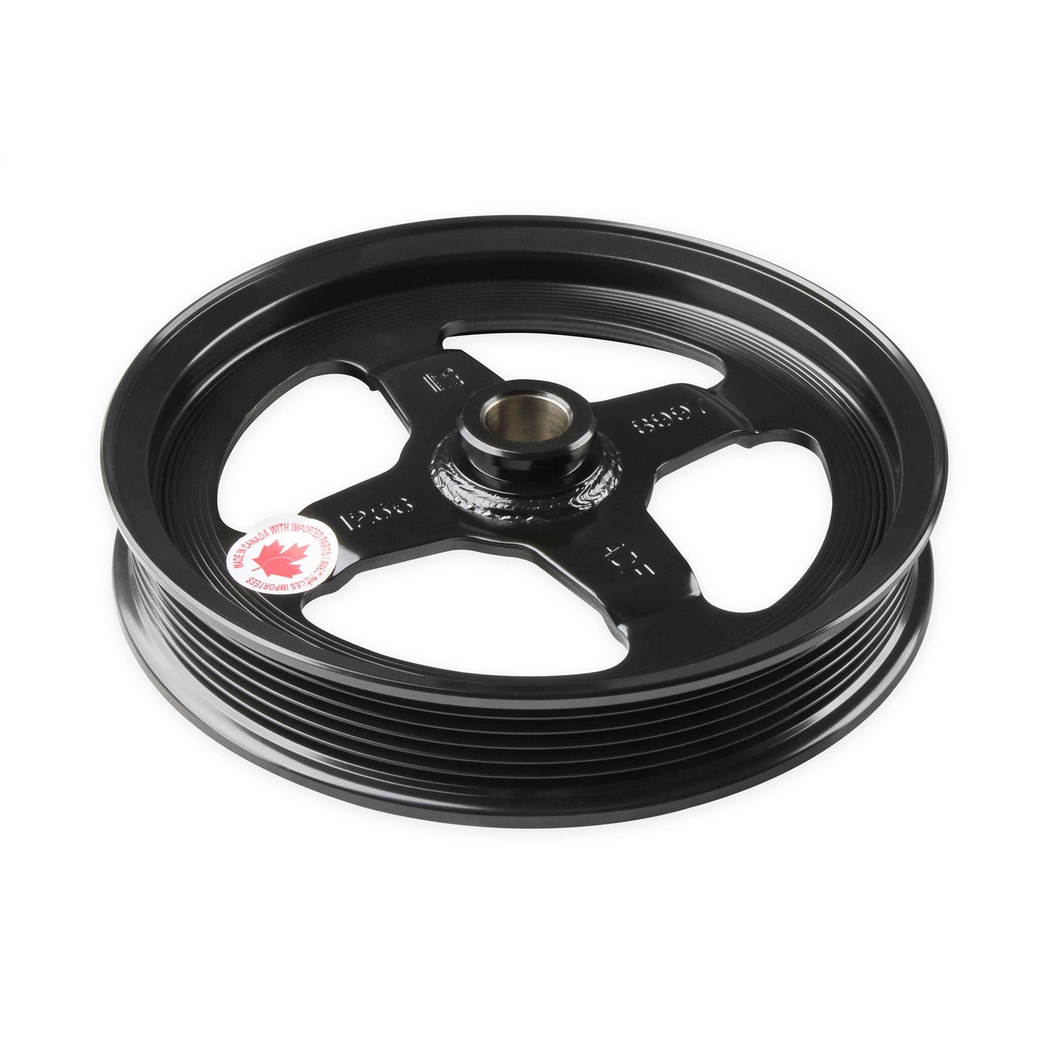 Holley 6 Rib Serpentine Pulley Kit - Cast Aluminum - Black - Small Block Chevy
