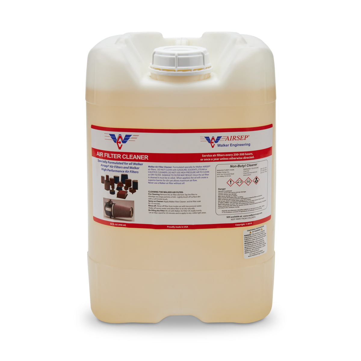 Walker Air Filter Cleaner - Clear - 5 Gallon Bucket