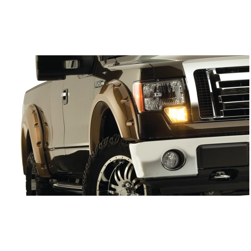 Bushwacker Pocket Style Front / Rear Fender Flare - 2.38 in Wide Front - 2 in Wide Rear - Black - Ford Fullsize Truck 2009-14