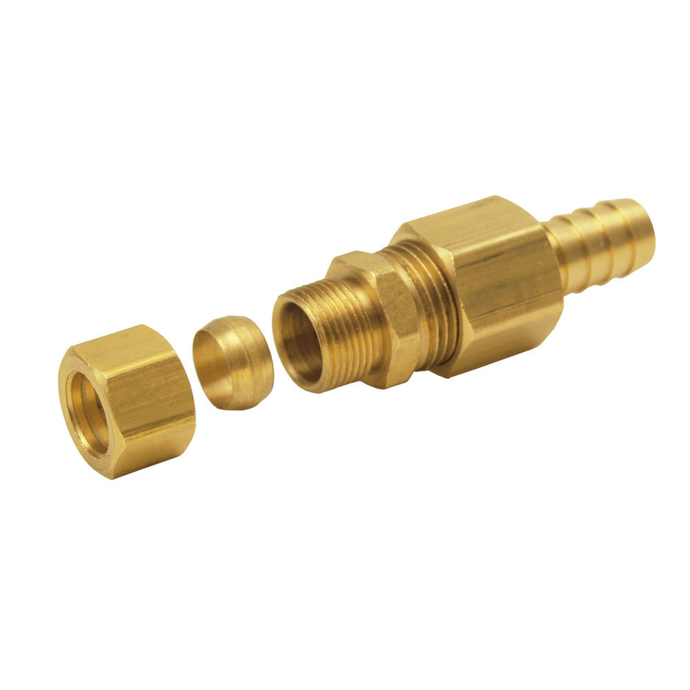 Derale Adapter Fitting Straight 1/2" Compression Fitting to 1/2" Hose Barb Brass