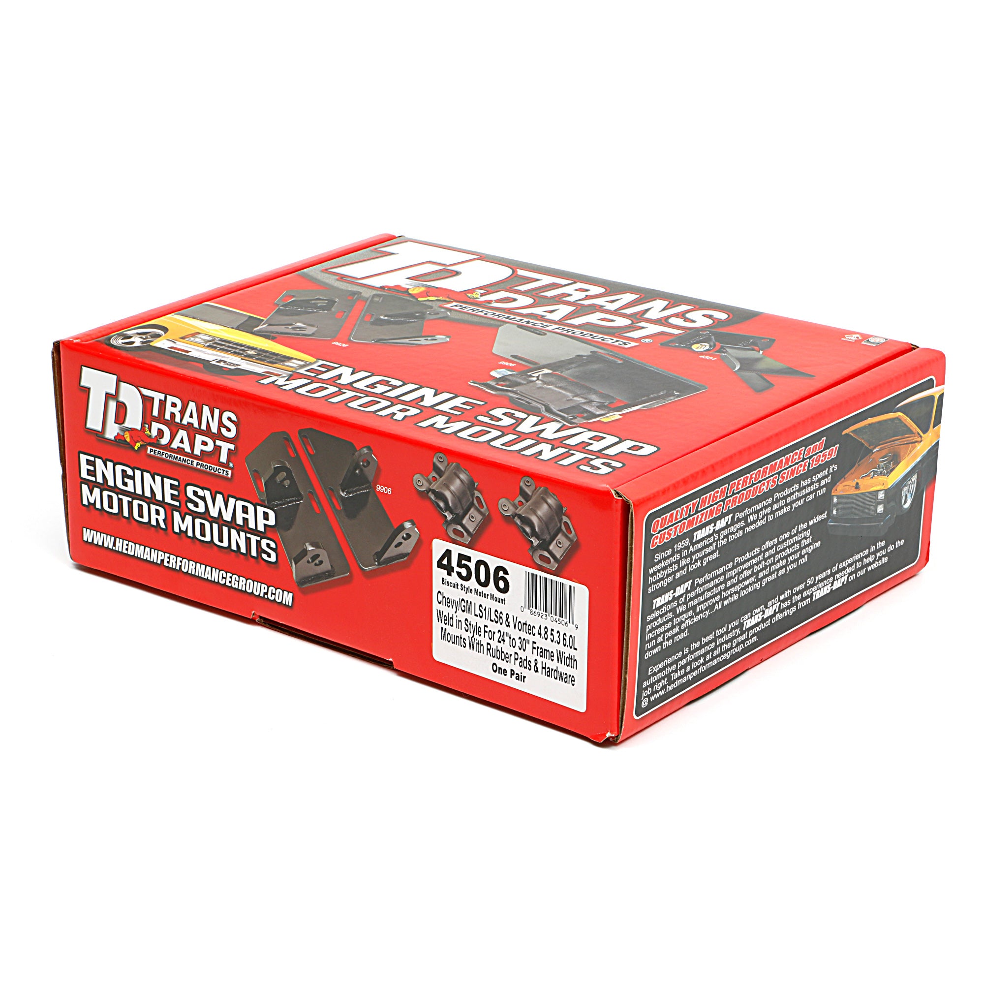 Trans-Dapt Biscuit Style Motor Mount - Weld-On - 24 in to 30 in Frame Widths - GM LS-Series