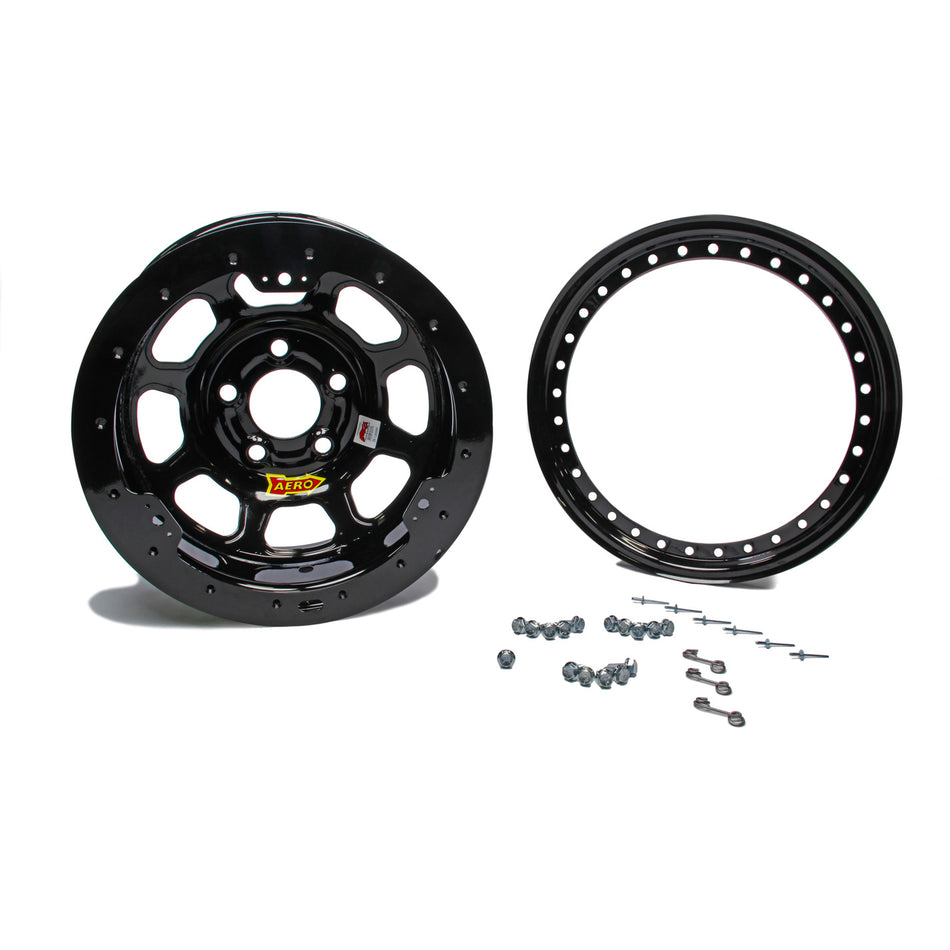 Aero 53 Series Rolled Beadlock Wheel - Black - 15" x 10" - 2" BS - 5 x 5.00" - 26 lbs.