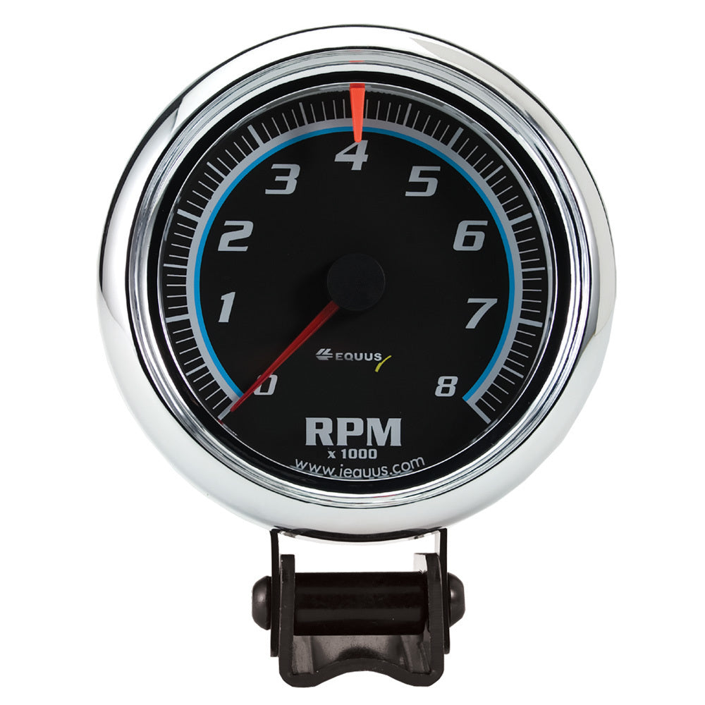 Equus 6000 Series 8000 RPM Tachometer - Electric - Analog - 3-3/8 in Diameter - Pedestal Mount - Black Face E6078