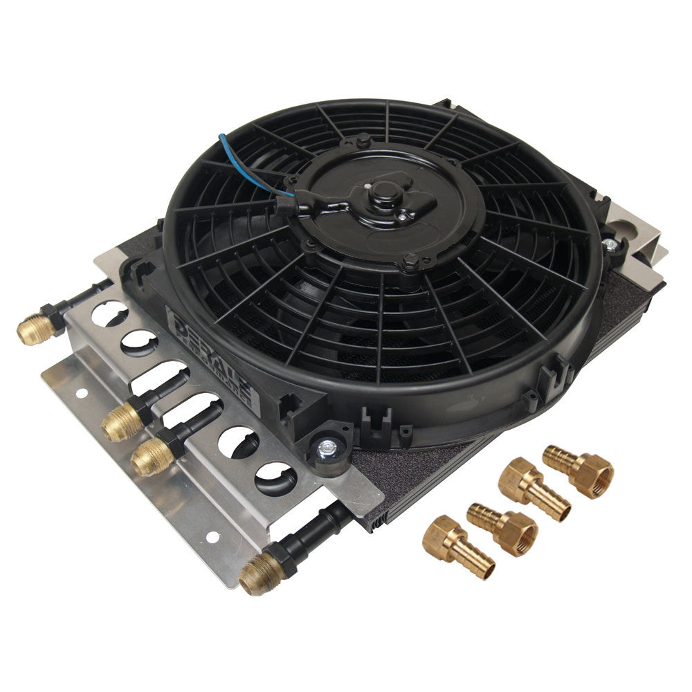 Derale Dual Circuit Oil Cooler w/ Fan 8 AN 4 & 4 Pass