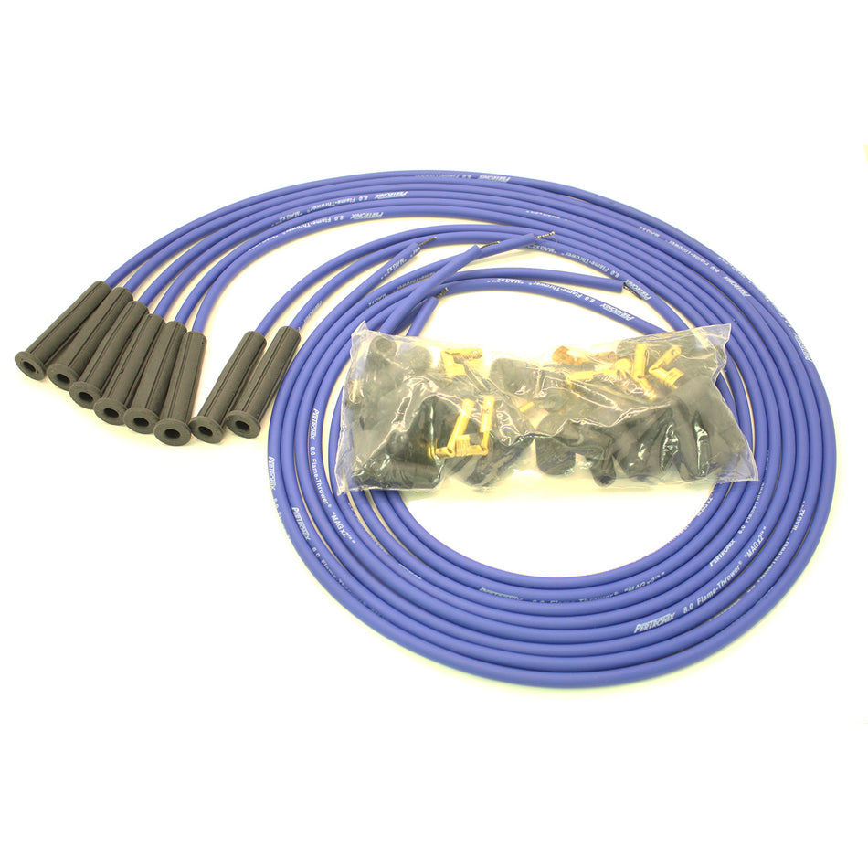 PerTronix Magx2 Spiral Core 8 mm Spark Plug Wire Set - Blue - Straight Plug Boots - HEi / Socket Style - Universal 8-Cylinder