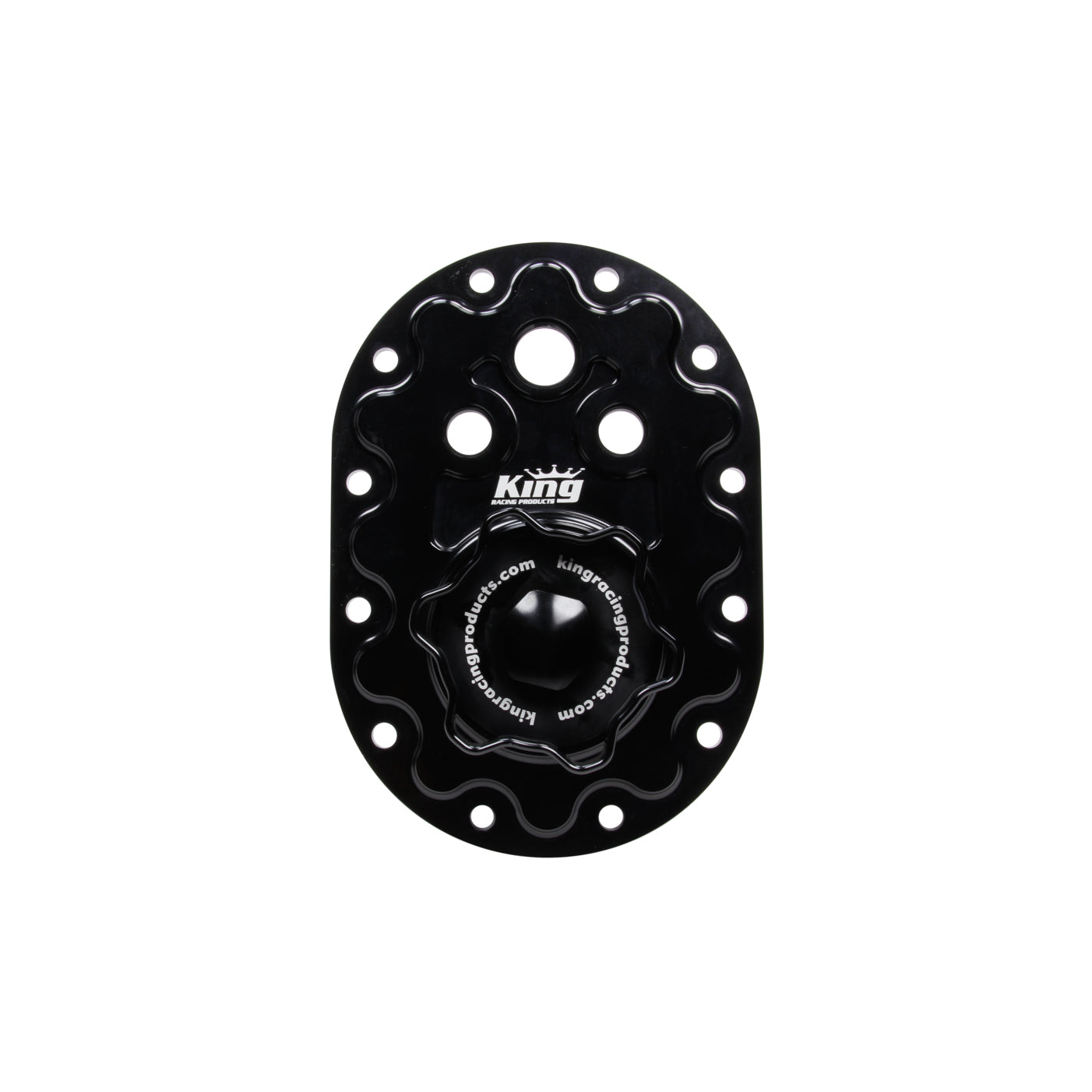 King Racing Products Positive Lock Cap Fuel Cell Filler Plate Flat Mount 12 Bolt Flange Vent Aluminum - Carbon Fiber Look