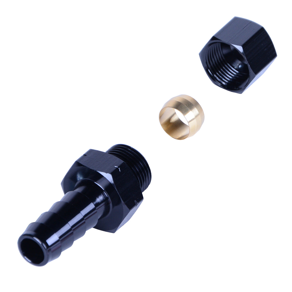 Derale Straight 1/2 in Compression Fitting to 1/2 in Hose Barb Adapter - Black