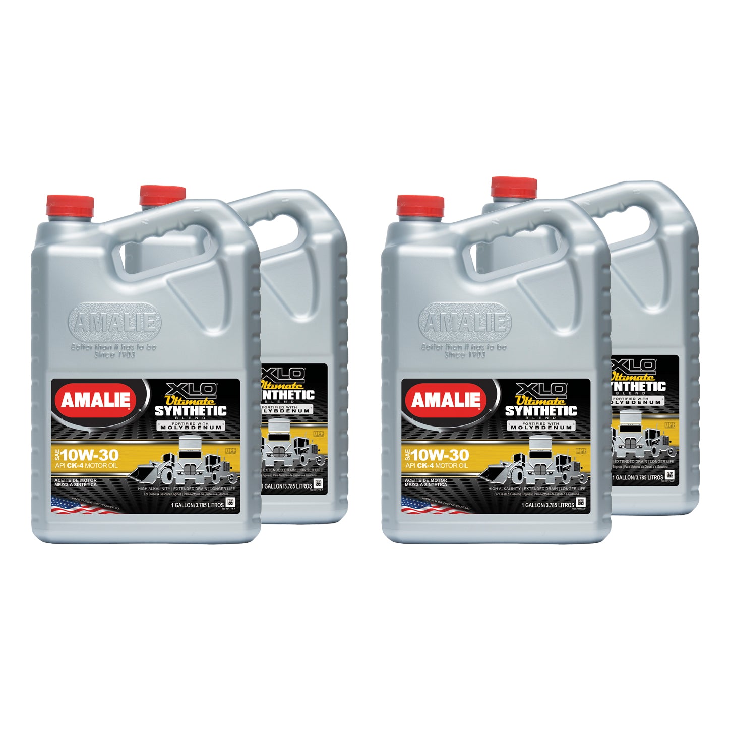 Amalie XLO Ultimate Motor Oil - 10W30 - Semi-Synthetic - 1 Gal. Jug - (Set of 4)