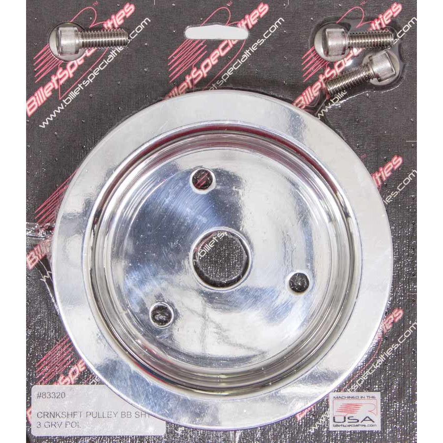 Billet Specialties Polished BB Chevy Triple Groove Crankshaft Pulley - BB Chevy - Short Water Pump