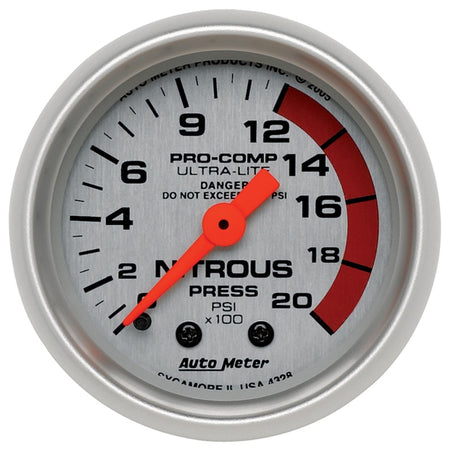 Auto Meter Ultra-Lite Mechanical Nitrous Pressure Gauge - 2-1/16 in.