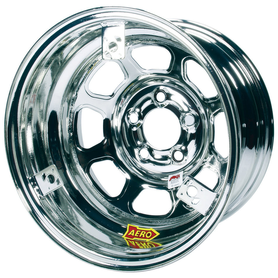 Aero 52-Series Roll Formed IMCA Wheel - Chrome - 15" x 8" - 3" Backspace - 5 x 5" Bolt Pattern