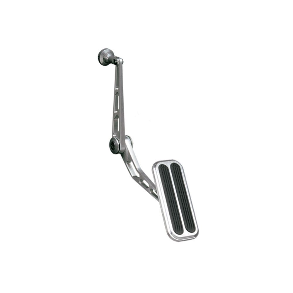 Lokar Gas Pedal - Firewall Mount - Rubber Pads - Aluminum - Brushed - Chevy Fullsize Car 1955-57