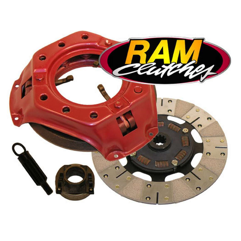 Ram Automotive Power Grip Single Disc Clutch Kit - 11 in Diameter - 1-1/16 in x 10 Spline - Sprung Hub - Metallic / Organic - Ford