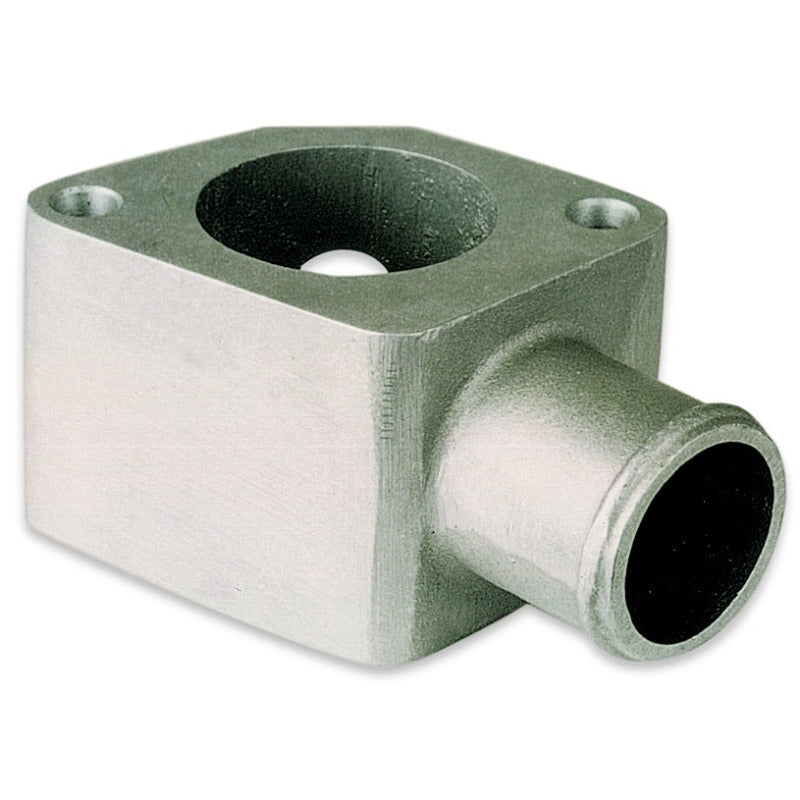 Moroso Water Neck Manifold - 2-5/16 in Tall - Water Hose x 1/2 in NPT Female x Dual 1/4 in NPT Female - Cast - Chevy V8