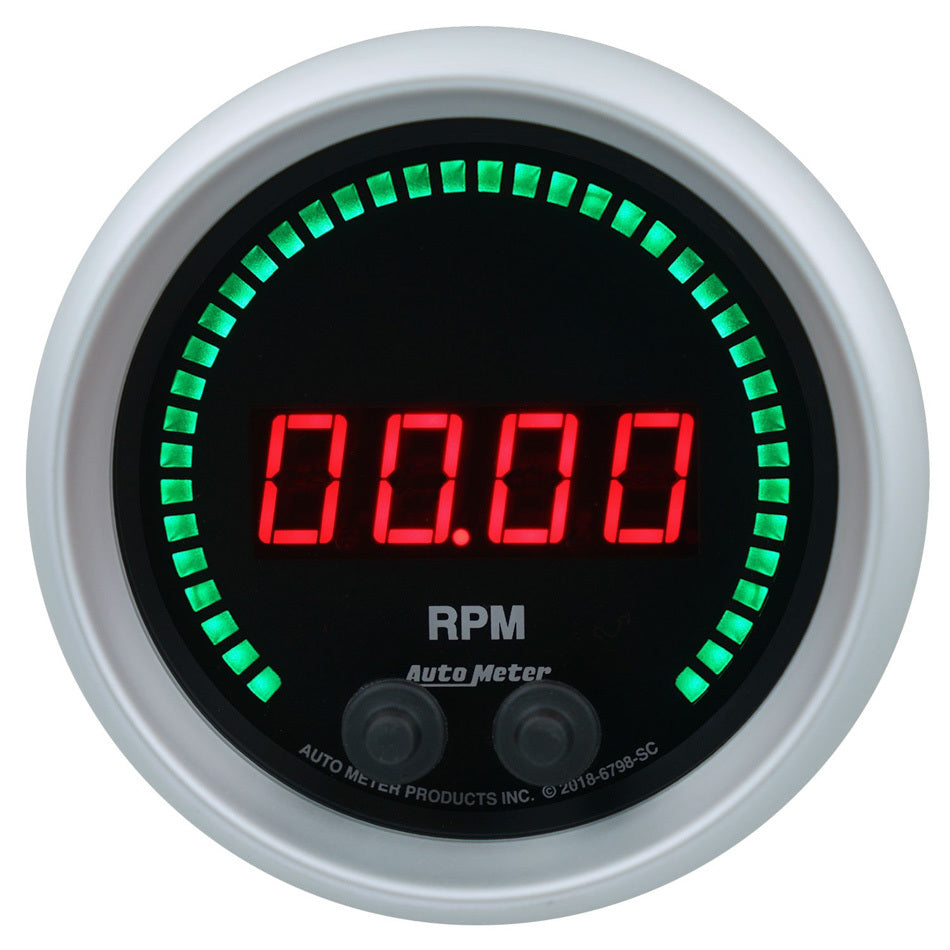 Auto Meter Sport-Comp Elite Tachometer - Digital - Electric - 0-16000 RPM - 3-3/8" - Black Face