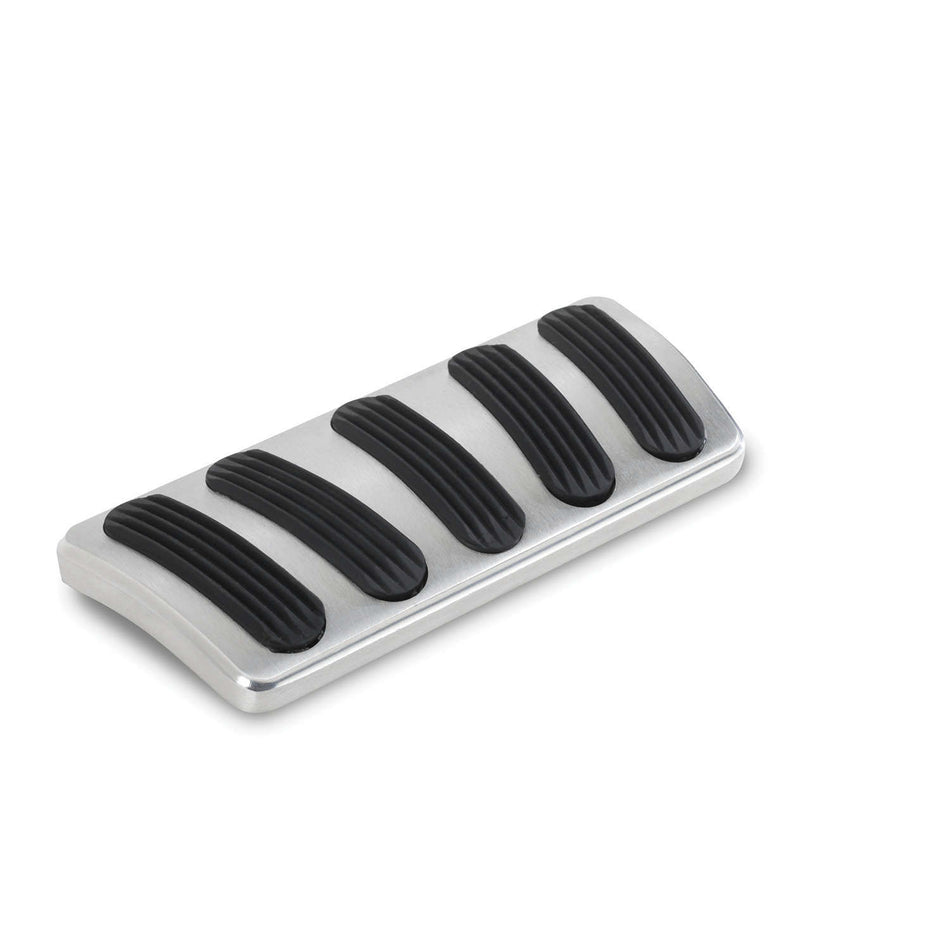 Lokar Curved Brake Pedal Pad - Rubber Pads - Billet Aluminum - Brushed - Automatic - GM A-Body 1964-72