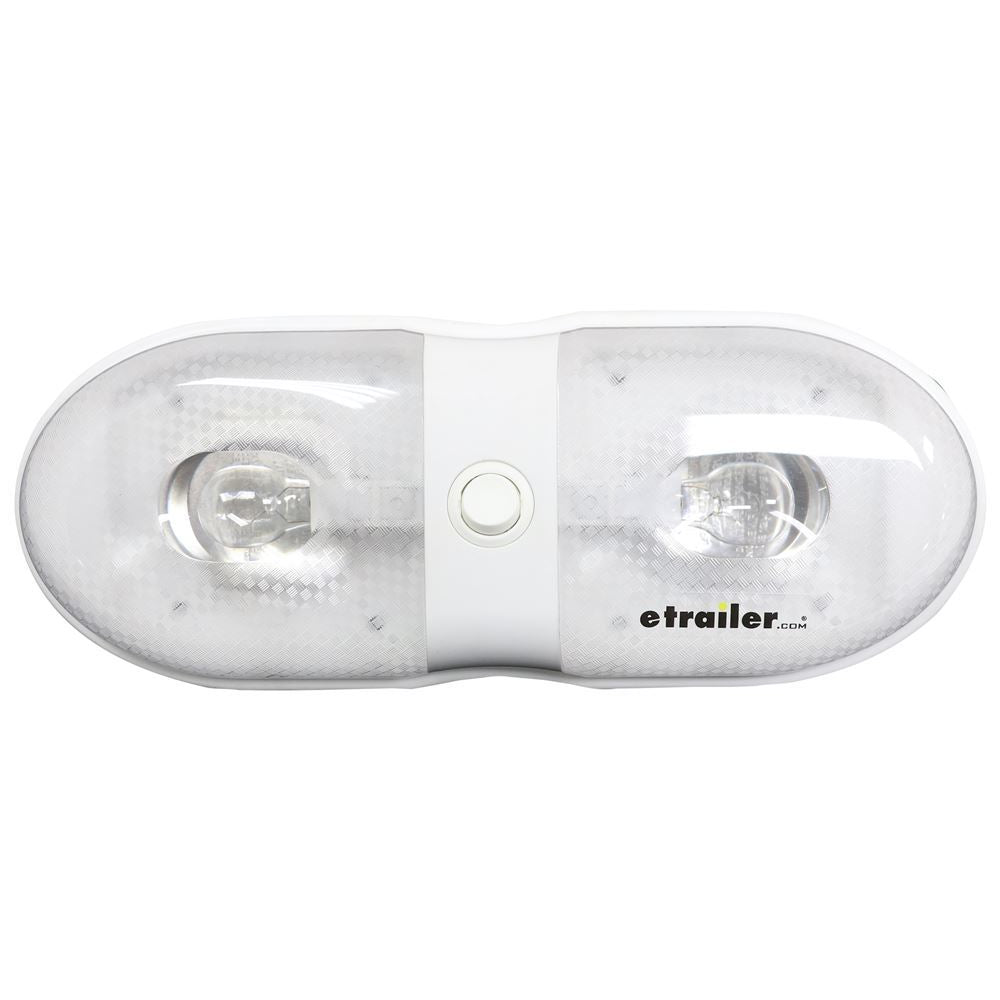 Bargman 76 Series Interior Light - Dual Light - Single Switch - White Lens - White Plastic Housing