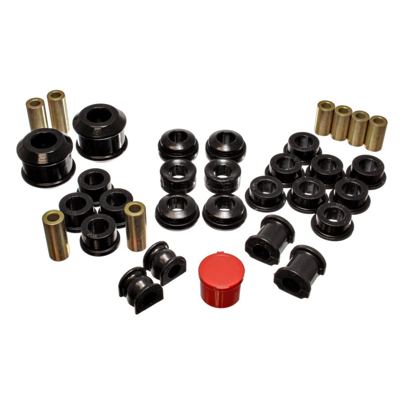 Energy Suspension Hyper-Flex Bushing Kit - Suspension Bushings - Boots/Links - Polyurethane/Steel - Black/Cadmium