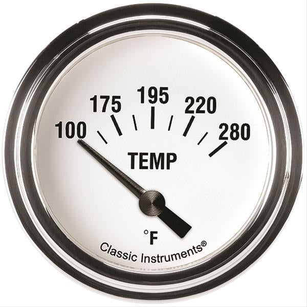 Classic Instruments White Hot 100-280 Degree F Water Temperature Gauge - Electric
