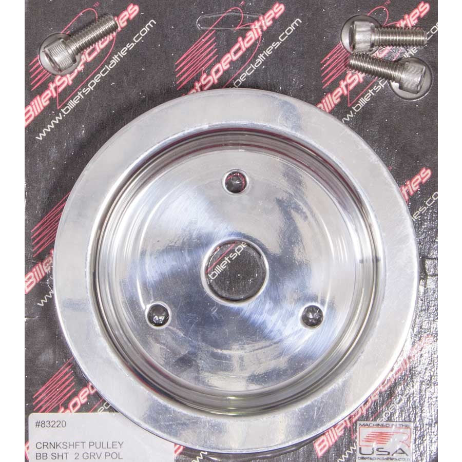 Billet Specialties Polished BB Chevy Double Groove Crankshaft Pulley - BB Chevy - Short Water Pump