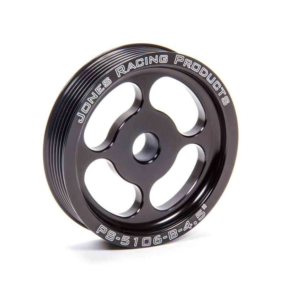 Jones Racing Products Serpentine Power Steering Pulley 6 Rib Press-On 4-1/2" Diameter - Aluminum