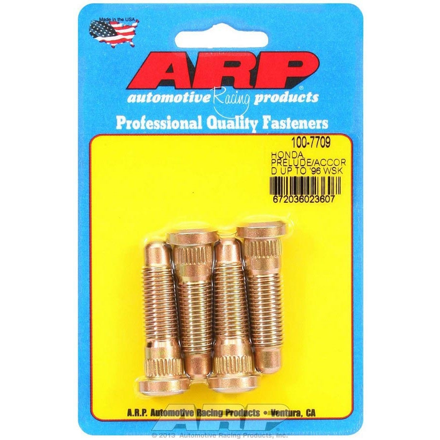 ARP Wheel Stud - 12 mm x 1.50 Thread - 1.850 in Long - 0.485 in Knurl - Chromoly - Cadmium - Honda - Set of 4