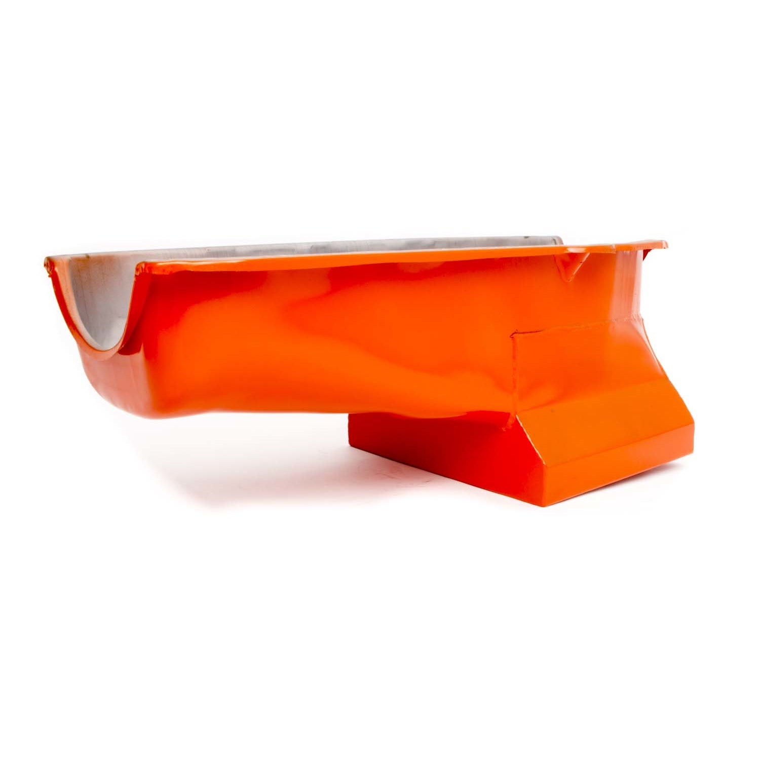 Racing Power Drag Race Rear Sump Oil Pan - 7 Quart - 8.25 in Deep - Orange Paint - 2 Piece Seal - Small Block Chevy R9726