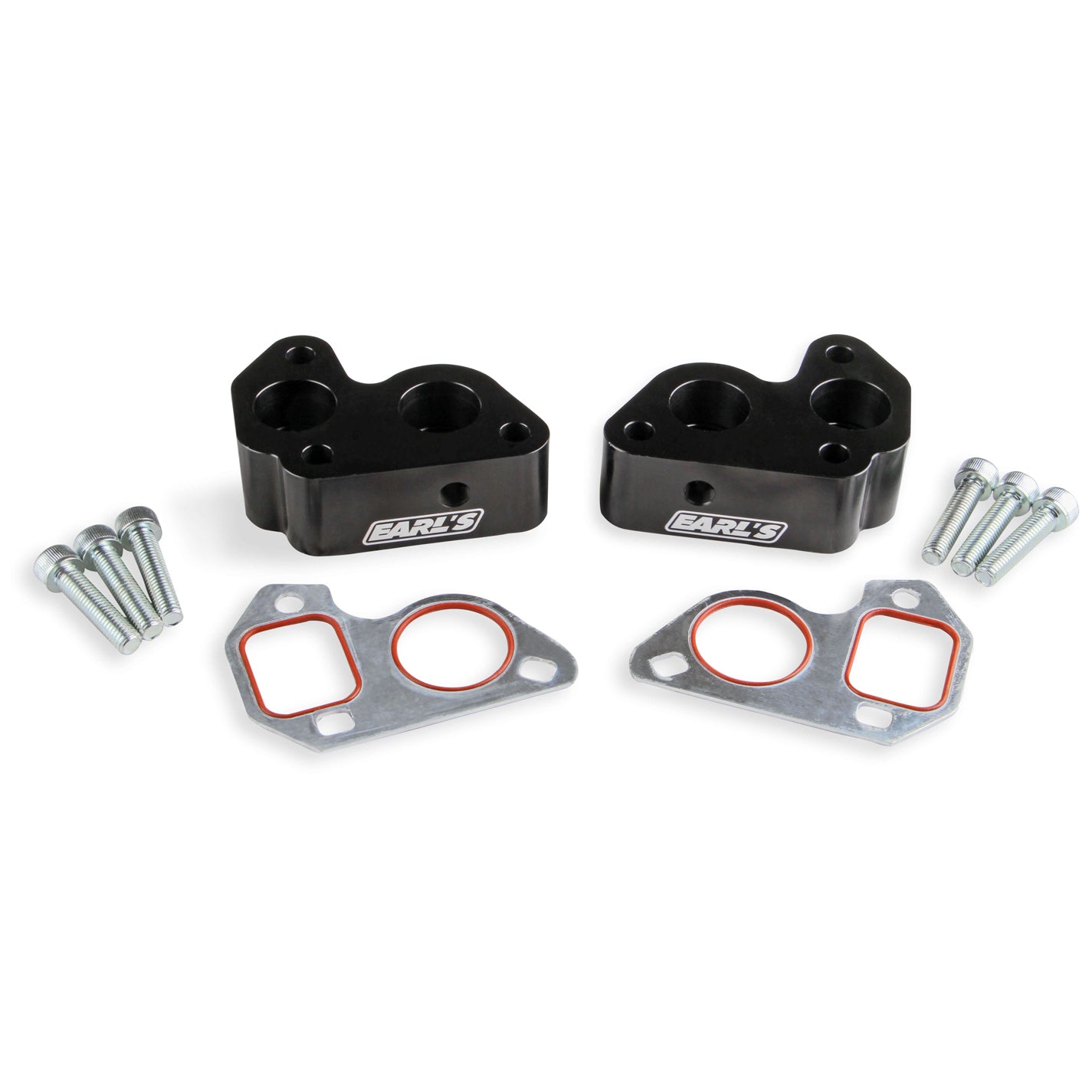 Earl's GM LS Remote Water Pump Adapters - Black (2 Pack)