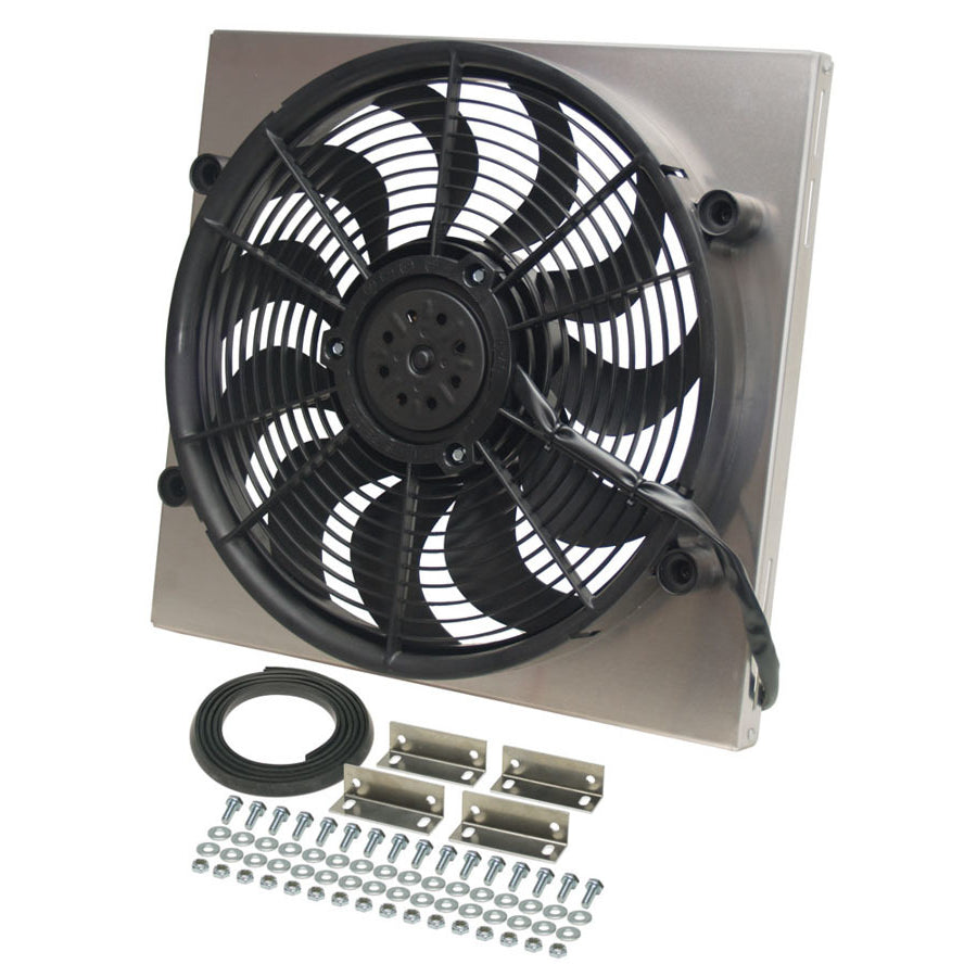 Derale Performance HO RAD Electric Cooling Fan 17" Fan Puller 2400 CFM - Curved Blade - 17-5/8 x 18-3/4 x 3" Thick