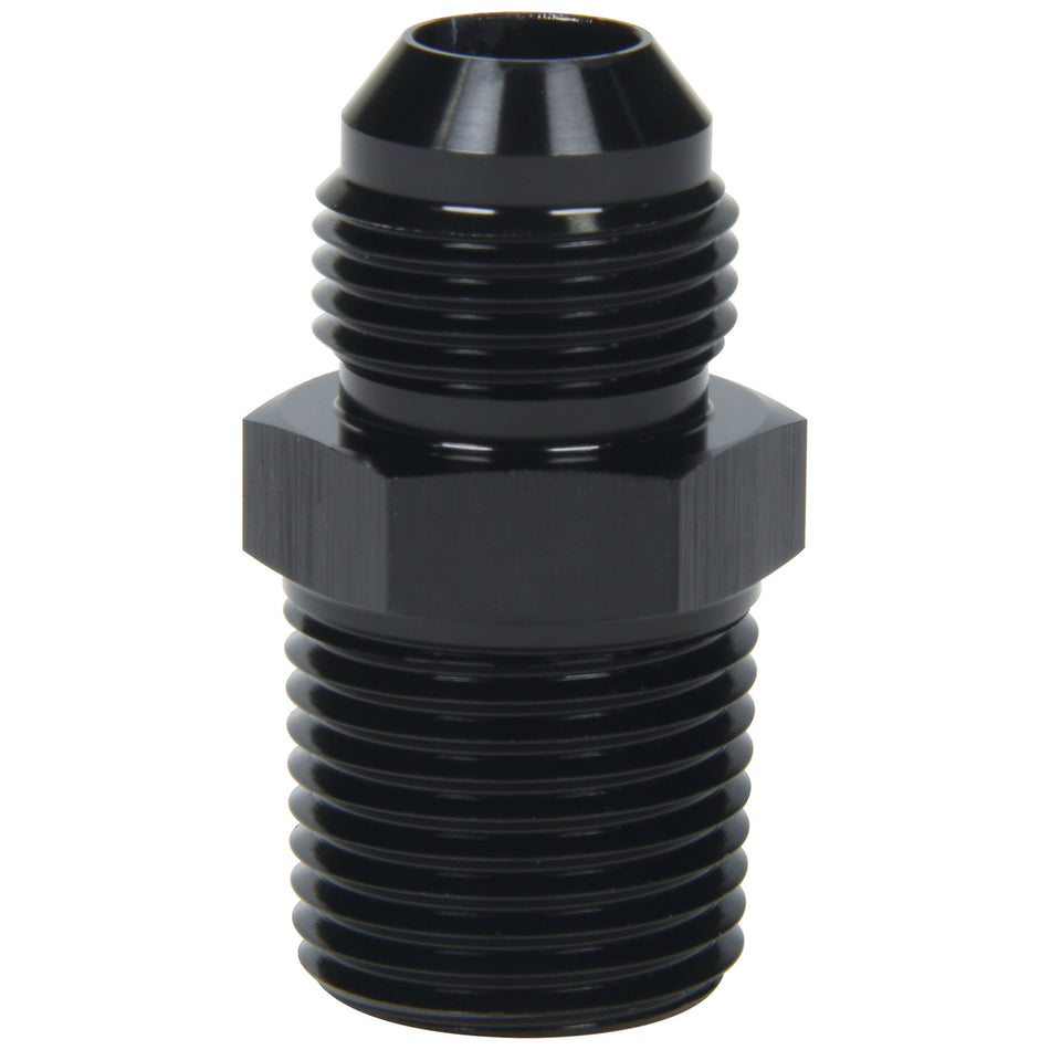 Allstar Performance Straight Adapter - 6 AN Male to 1/4" NPT Male - Aluminum - Black Anodize