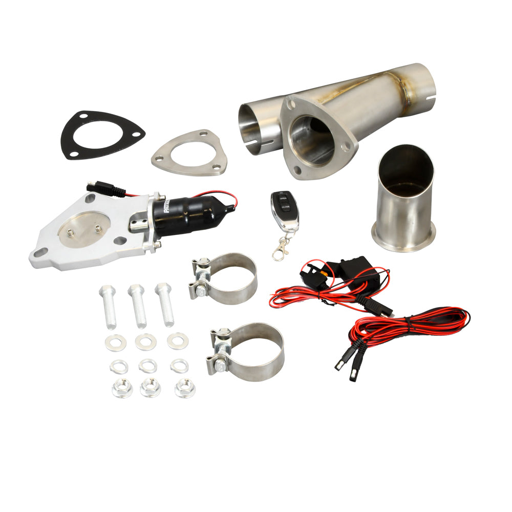 Patriot Electric Exhaust Cut-Out - Clamp-On - Single - 2-1/2" Pipe Diameter - Key Fob/Hardware/Wire Harness/Y-Pipe Included