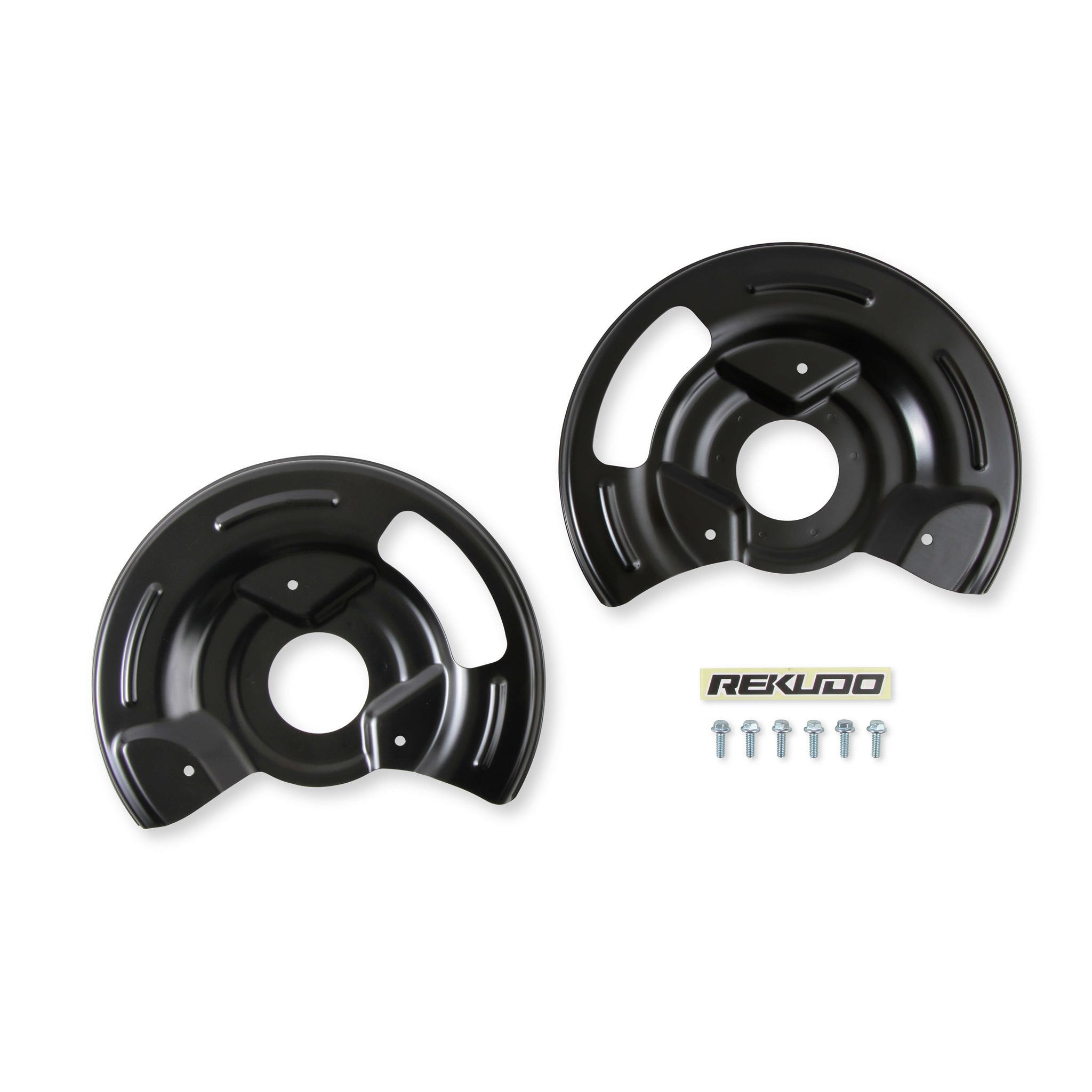 Rekudo Front Brake Dust Shield - 11-3/4 in Diameter Rotors - Black - JL8 Brakes - GM F-Body 1970-71 (Pair)