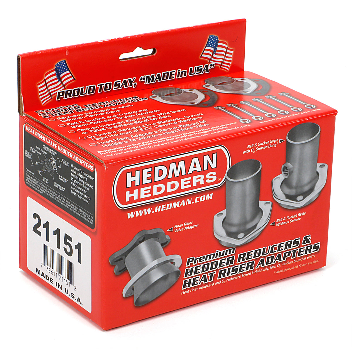 Hedman Hedders 2-1/2" Inlet to 2-1/2" OD Outlet Collector Reducer 3-Bolt Ball and Socket Flange Hardware Steel - Natural