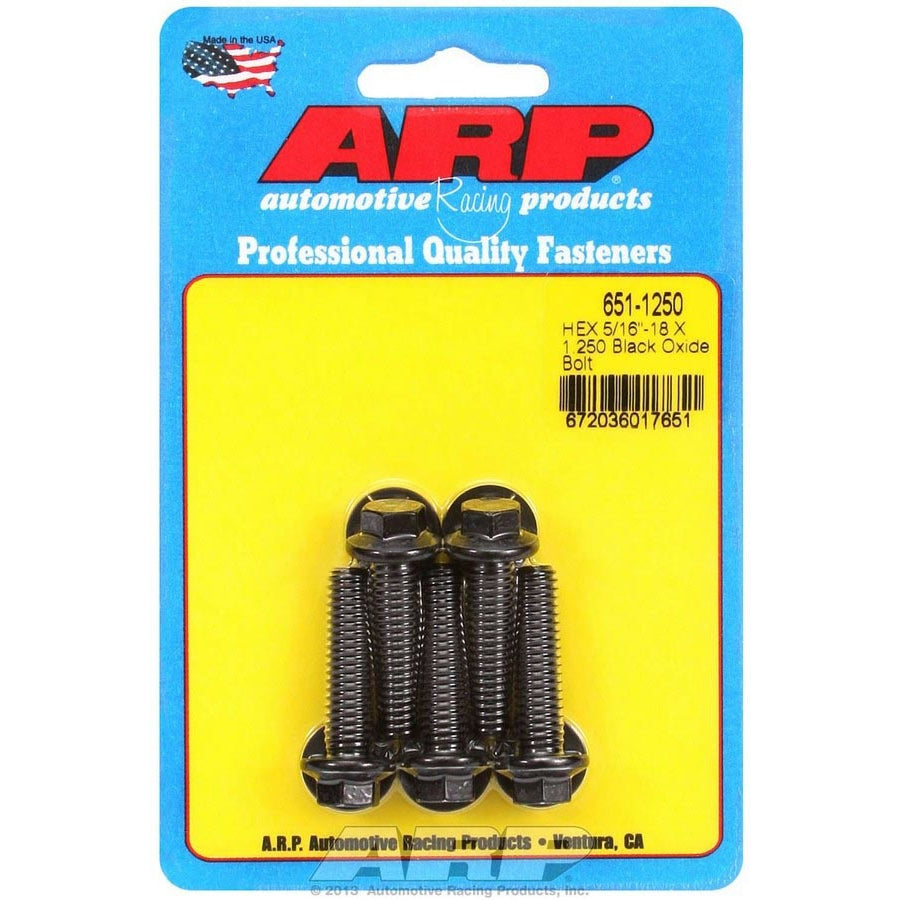 ARP 5/16-18" Thread Bolt 1.250" Long 3/8" Hex Head Chromoly - Black Oxide