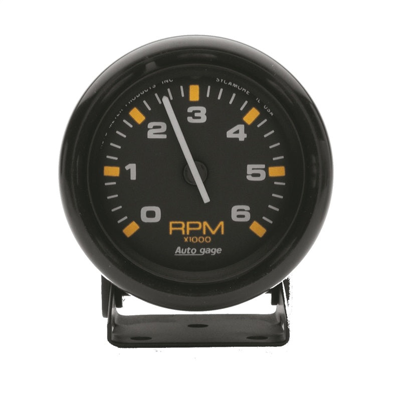 Auto Meter Auto Gage 6000 RPM Tachometer - Electric - Analog - 2-3/4 in Diameter - Pedestal Mount - Black Face