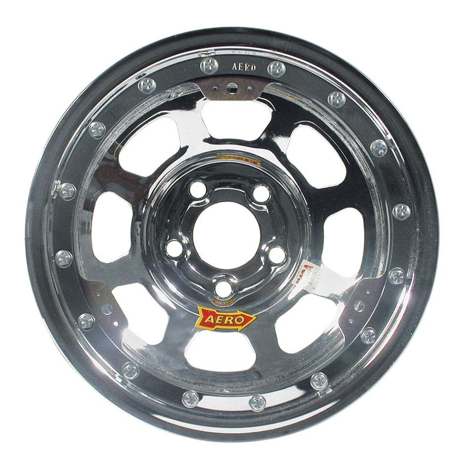 Aero 53 Series IMCA Rolled Beadlock Wheel - Chrome - 15" x 8" - 5 x 5" - 4" BS - 23 lbs.