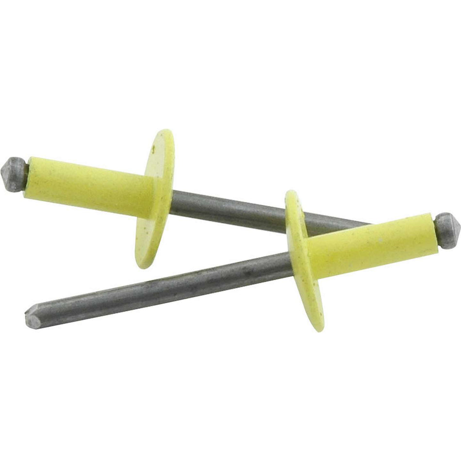 Allstar Performance 3/16" Large Head Rivets - Yellow - (250 Pack) - Steel Mandrel