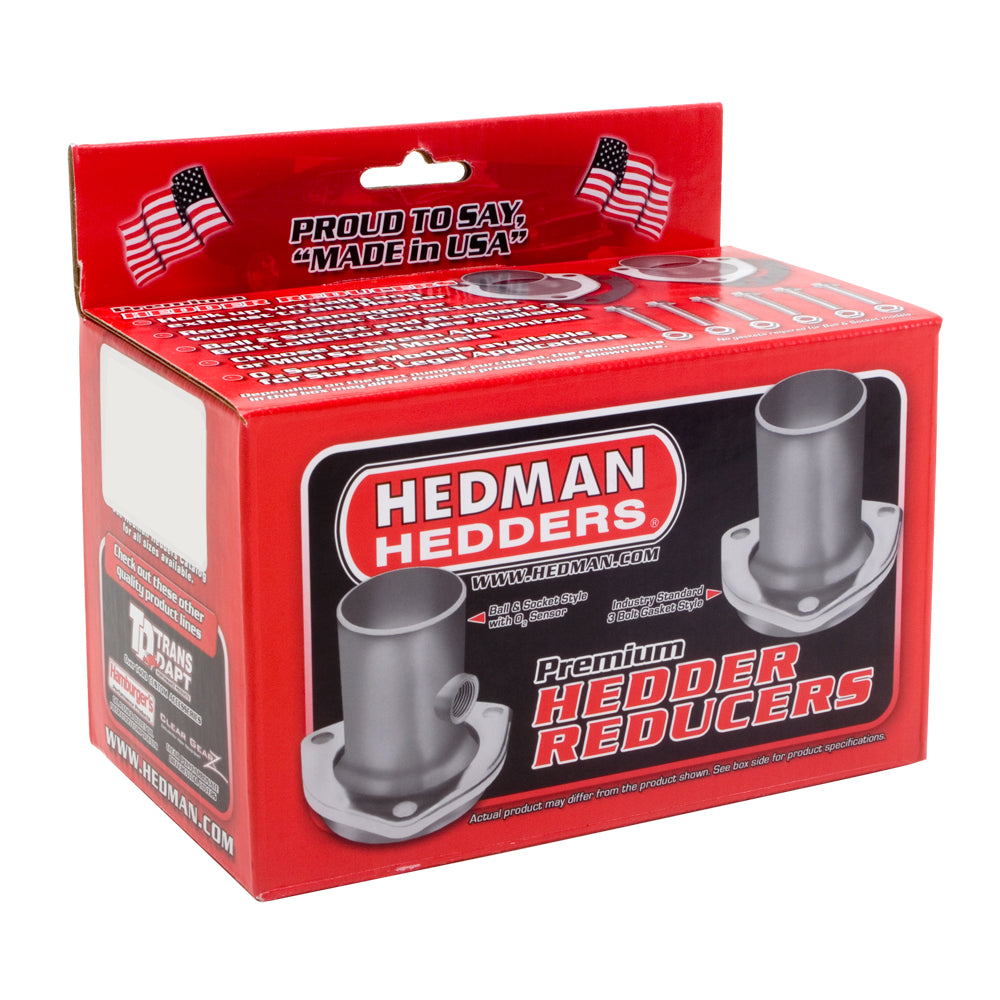 Hedman Hedders 3" Inlet to 2-1/2" OD Outlet Collector Reducer 3-Bolt Flange Hardware O2 Bung - Steel